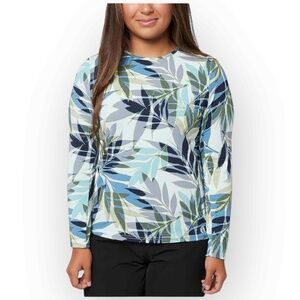 NWT Hang Ten Long Sleeve UPF 50+ Rashguard –Medium – Caribbean Sea Mint Leaf
